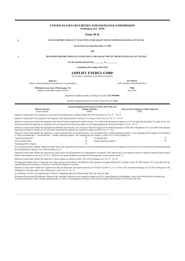 Thumbnail Amplify Energy
 10-K Annual Report 2020