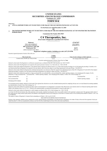 Thumbnail C4 Therapeutics 10-K Annual Report 2020