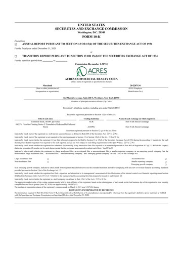 Thumbnail ACRES Commercial Realty 10-K Annual Report 2020