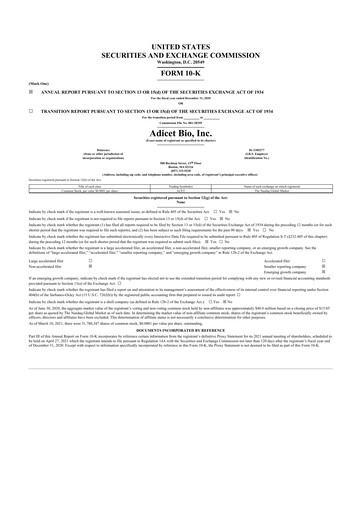 Thumbnail Adicet Bio 10-K Annual Report 2020