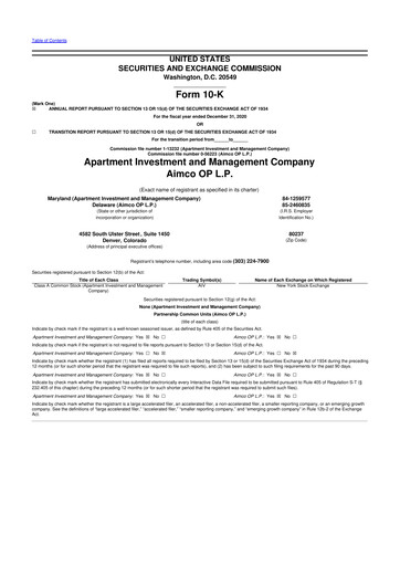 Thumbnail Aimco 10-K Annual Report 