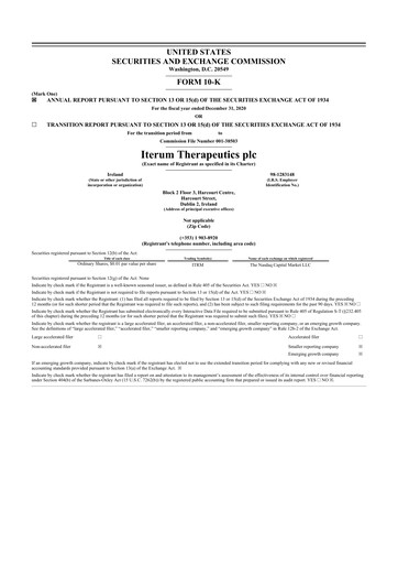 Thumbnail Iterum Therapeutics 10-K Annual Report 2020