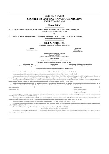 Thumbnail HCI Group
 10-K Annual Report 2020
