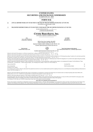 Thumbnail Civista Bancshares
 10-K Annual Report 2020