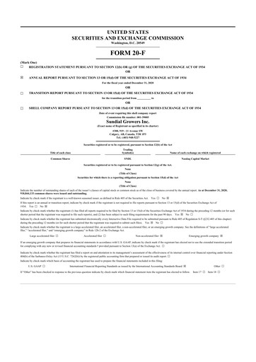 Thumbnail SNDL Inc.
 20-F Annual Report 2020