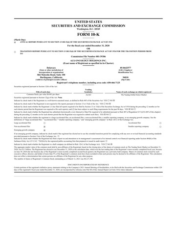 Thumbnail ALX Oncology 10-K Annual Report 2020