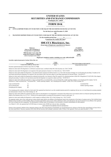 Thumbnail IDEAYA Biosciences 10-K Annual Report 2020