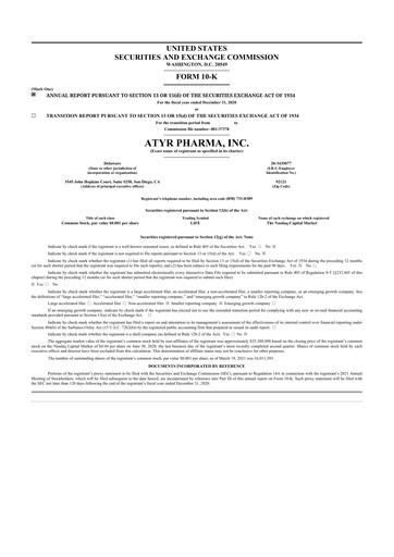 Vorschaubild aTyr Pharma 10-K Jahresbericht 2020