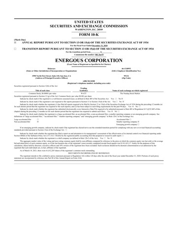 Thumbnail Energous 10-K Annual Report 2020