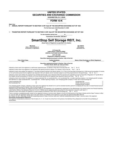 Thumbnail SmartStop Self Storage REIT 10-K Annual Report 2020