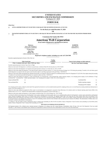 Thumbnail American Well
 10-K Annual Report 2020