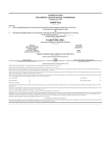 Thumbnail Vaxcyte
 10-K Annual Report 2020