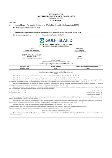 Thumbnail Gulf Island Fabrication
 10-K Annual Report 