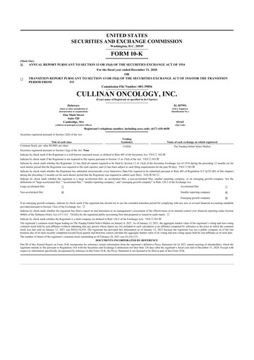 Thumbnail Cullinan Therapeutics 10-K Annual Report 