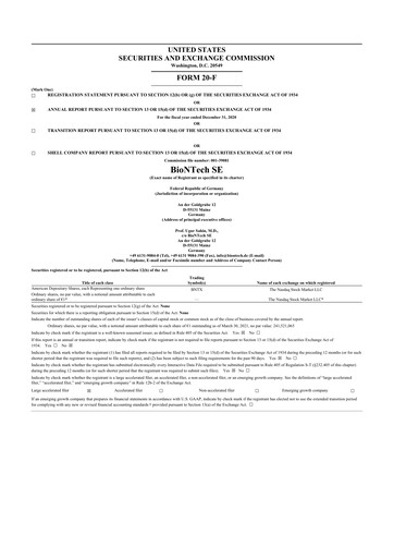 Vorschaubild BioNTech 20-F Jahresbericht 2020