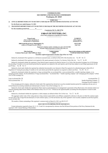 Thumbnail Urban Outfitters
 10-K Annual Report 2021