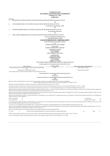 Vorschaubild Legend Biotech 20-F Jahresbericht 2020