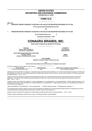 Thumbnail Conagra Brands
 10-Q Quarterly Report FY2021 