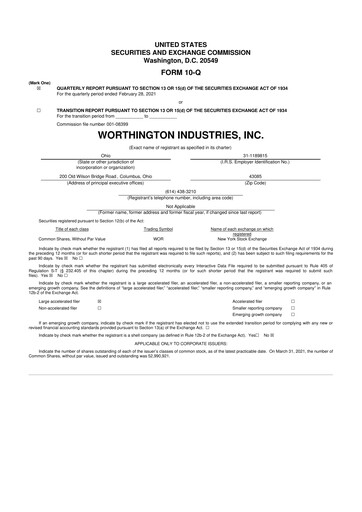 Miniature Worthington Enterprises 10-Q Rapport trimestriel  