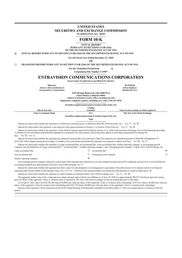 Thumbnail Entravision Communications
 10-K Annual Report 2020