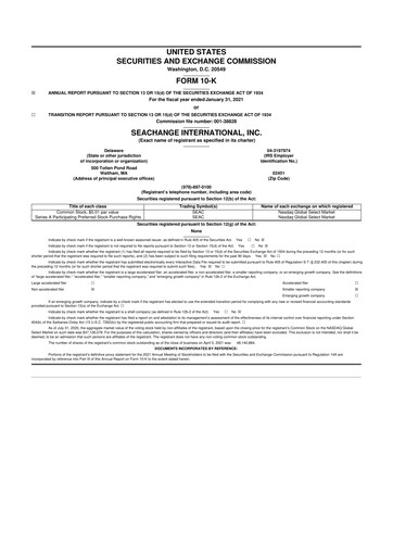 Thumbnail SeaChange International 10-K Annual Report 2021