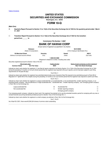 Thumbnail Bank of Hawaii
 10-Q Quarterly Report FY2021 