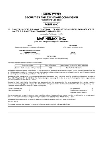 Thumbnail MarineMax 10-Q Quarterly Report FY 