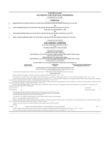 Thumbnail GigaMedia 20-F Annual Report 2020