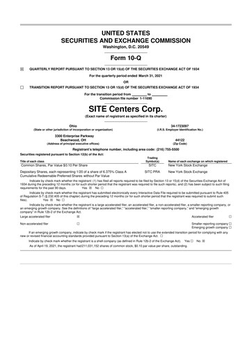 Thumbnail SITE Centers
 10-Q Quarterly Report FY2021 