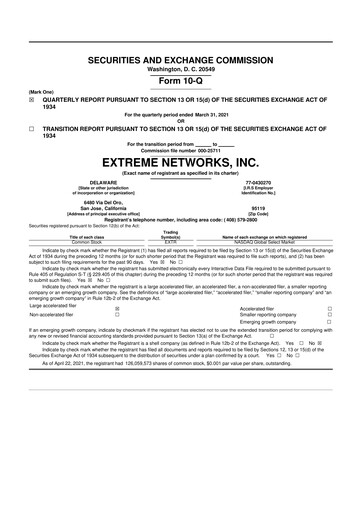 Thumbnail Extreme Networks
 10-Q Quarterly Report FY2021 