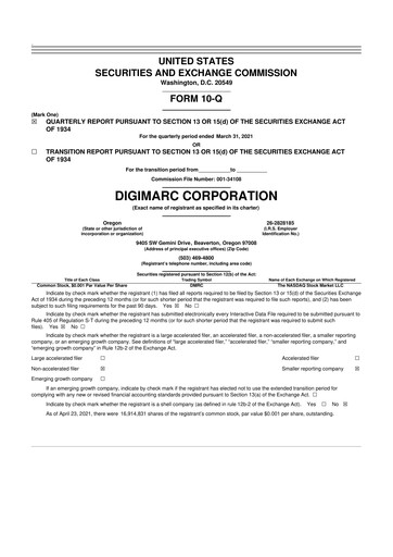 Thumbnail Digimarc
 10-Q Quarterly Report FY2021 