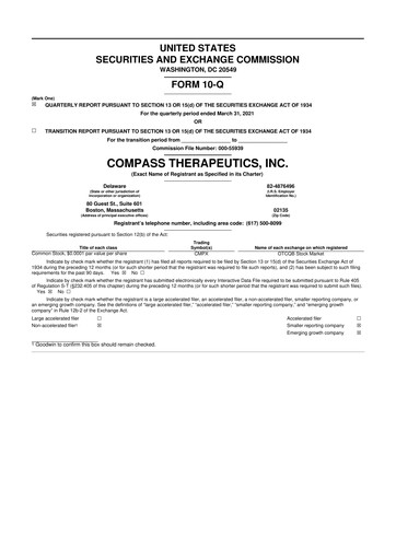 Thumbnail Compass Therapeutics 10-Q Quarterly Report FY 