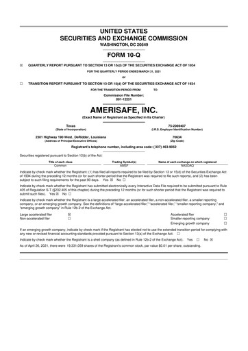 Thumbnail AMERISAFE 10-Q Quarterly Report FY2021 