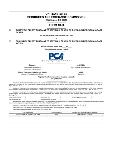 Thumbnail Packaging Corporation of America
 10-Q Quarterly Report FY2021 