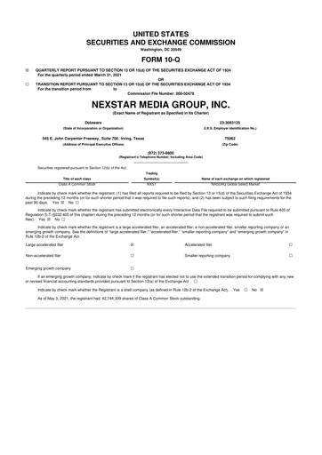 Thumbnail Nexstar Media Group
 10-Q Quarterly Report FY2021 