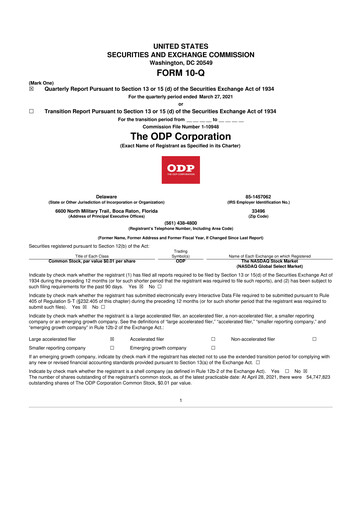 Thumbnail The ODP Corporation
 10-Q Quarterly Report FY2021 
