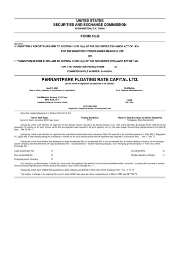 Thumbnail PennantPark Floating Rate Capital Ltd.
 10-Q Quarterly Report FY 