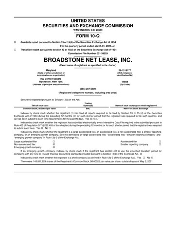 Thumbnail Broadstone Net Lease 10-Q Quarterly Report FY2021 