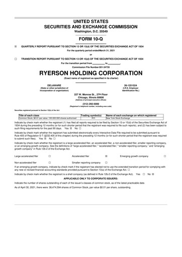 Thumbnail Ryerson 10-Q Quarterly Report FY 