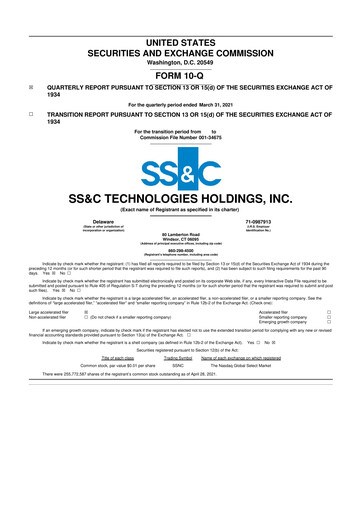 Thumbnail SS&C Technologies
 10-Q Quarterly Report FY 