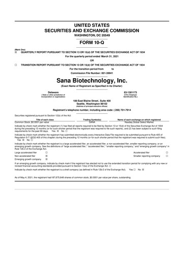 Thumbnail Sana Biotechnology 10-Q Quarterly Report FY 