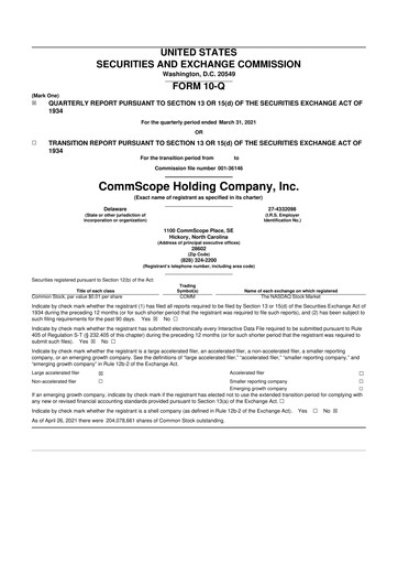 Thumbnail CommScope
 10-Q Quarterly Report FY2021 