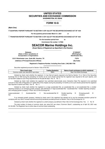 Thumbnail SEACOR Marine 10-Q Quarterly Report FY2021 