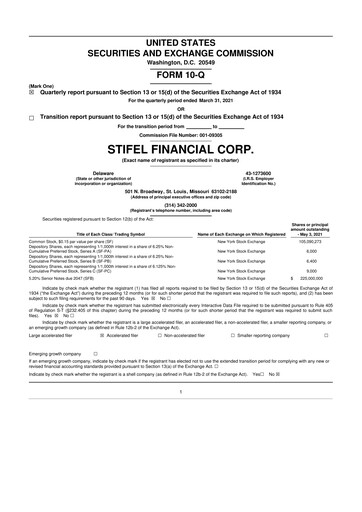 Thumbnail Stifel
 10-Q Quarterly Report FY2021 