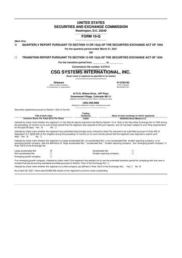 Thumbnail CSG International
 10-Q Quarterly Report FY 