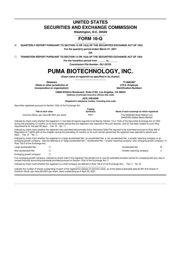 Thumbnail Puma Biotechnology 10-Q Quarterly Report FY2021 