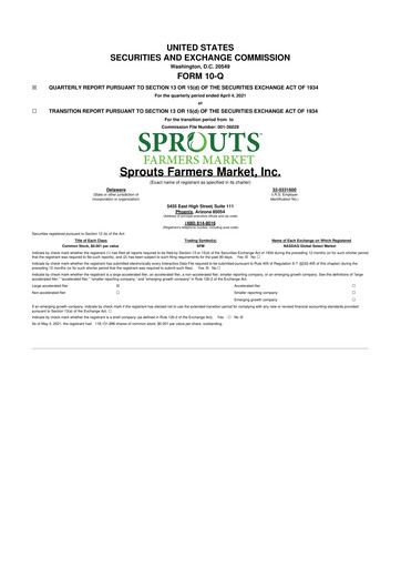 Thumbnail Sprouts Farmers Market 10-Q Quarterly Report FY2021 