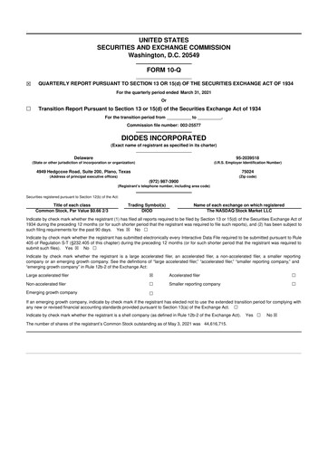 Miniature Diodes Incorporated 10-Q Rapport trimestriel 2021 