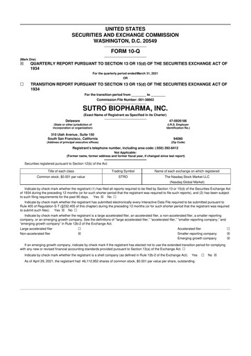 Thumbnail Sutro Biopharma 10-Q Quarterly Report FY 