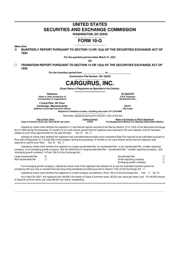 Thumbnail CarGurus 10-Q Quarterly Report FY 